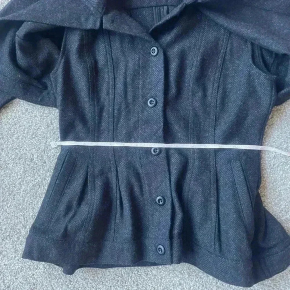 Anthropologie Current Air Grey Herringbone Peplum Jacket - Picture 12 of 15